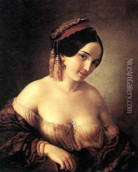 Portrait of a Woman Oil Painting - Jakab Marastoni