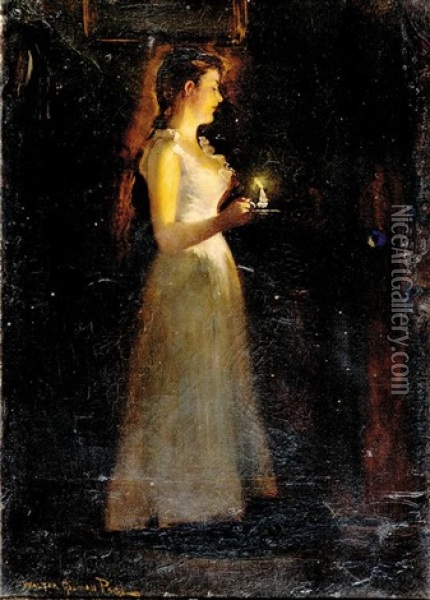 Beauty By Candlelight Oil Painting - Walter Gilman Page