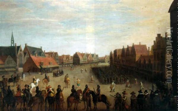 The Disbanding Of The Waardgelders By Prince Maurits On The Meude, Utrecht, 31 July 1618 Oil Painting - Joost Cornelisz. Droochsloot