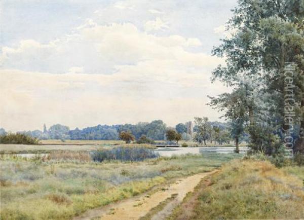 The River Ouse At Hemingford Grey, Cambridgeshire Oil Painting - William Fraser Garden