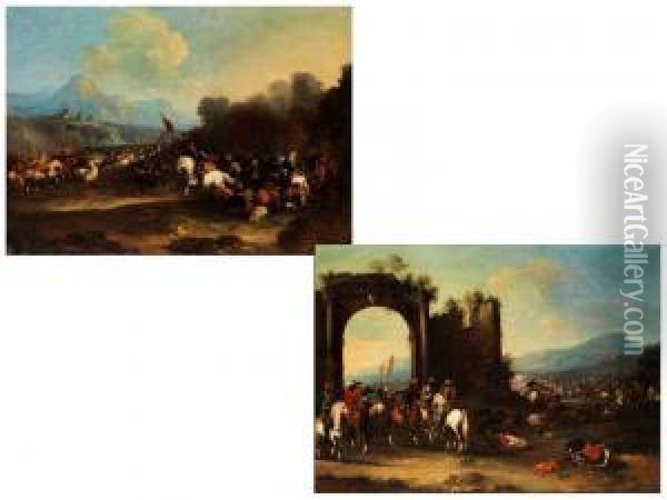 Paar Schlachtengemalde Oil Painting - Pandolfo Reschi