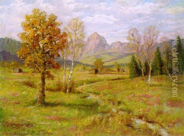 Landschaft Mir Birken Oil Painting - Carl Mueller-Baumgarten