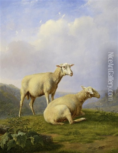 Schafe Auf Der Weide Oil Painting - Georg Heinrich Hessler
