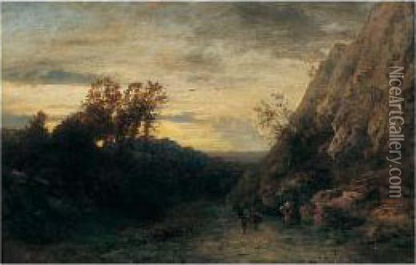 Italienische Landschaft (italian Landscape) Oil Painting - Albert Flamm