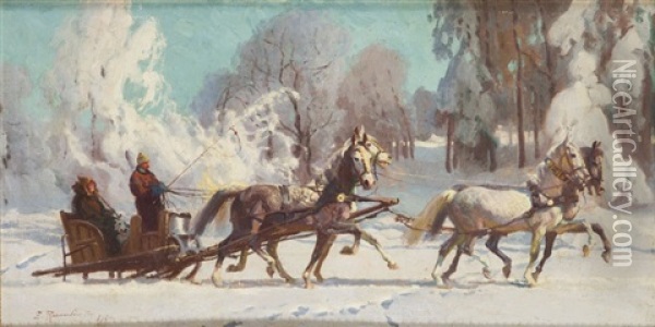 Winter Landscape Oil Painting - Zygmunt Rozwadowski