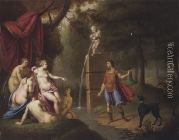 Diana And Actaeon Oil Painting - Jacques Sebastien Le Clerc