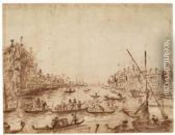 A View Of Canale Grande In Venice Oil Painting - Francesco Guardi