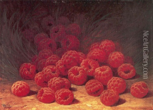 Red Raspberries Oil Painting - William Mason Brown