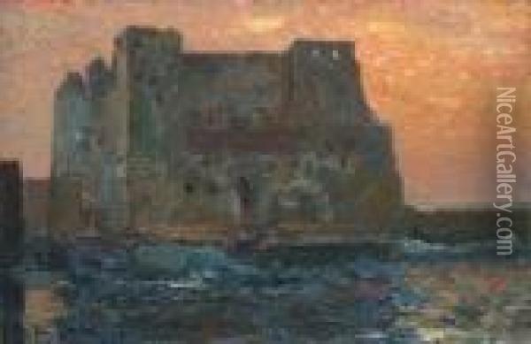 Castel Dell'ovo Oil Painting - Beppe Ciardi