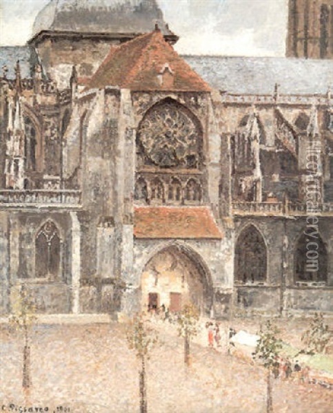 Portail De L'eglise Saint-jacques A Dieppe Oil Painting - Camille Pissarro
