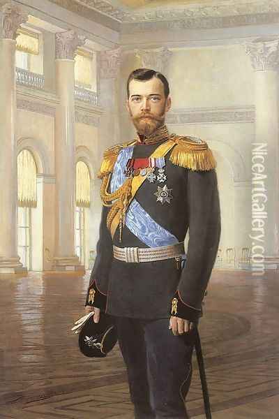 Emperor Nicholas II 1900s Oil Painting - Earnest Lipgart