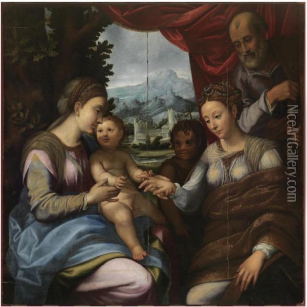 The Mystic Marriage Of St. Catherine Oil Painting - Bernardino Gatti, Il Sojaro