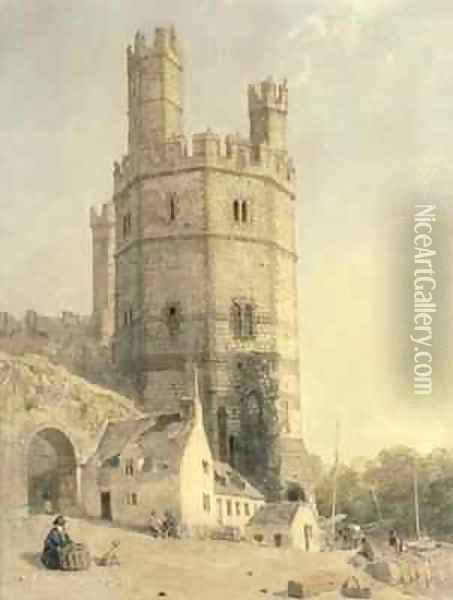 Caernarfon Castle Oil Painting - William (of Bristol) Evans