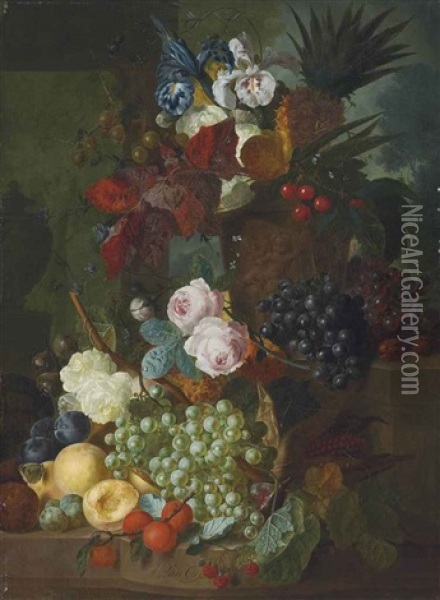 Still Life Of Flowers And Fruit Oil Painting - Jan van Os