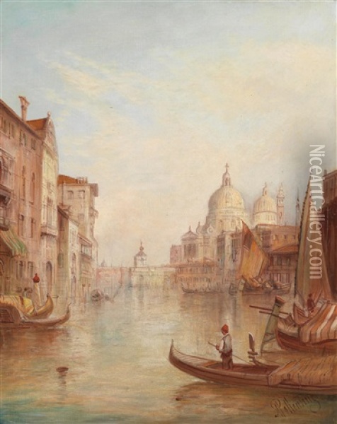 Venedig - Blick Auf Santa Maria Della Salute Oil Painting - Alfred Pollentine