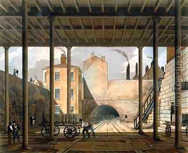 Warehouses etc at the end of the Tunnel towards Wapping Oil Painting - Thomas Talbot Bury