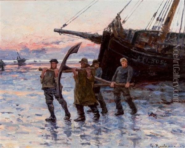 Marineros En La Orilla Oil Painting - Leon Gustave Ravanne