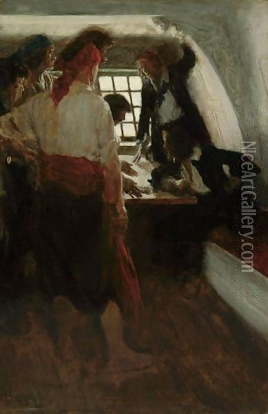 The Cabin Of The Treasure Seekers Oil Painting - Howard Pyle