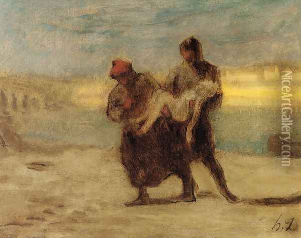 The Rescue Oil Painting - Honore Daumier