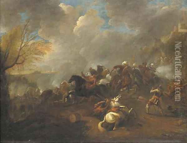 A cavalry battle 2 Oil Painting - Rugendas, Georg Philipp I