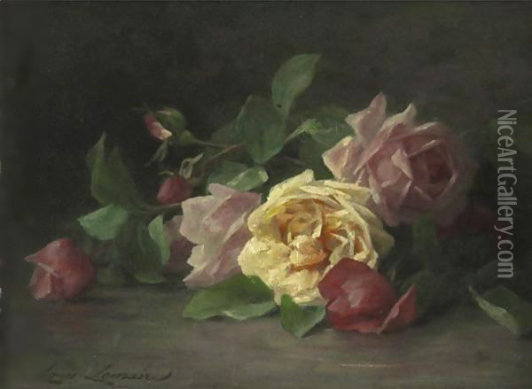 Still Life With Roses Oil Painting - Louis Marie Lemaire