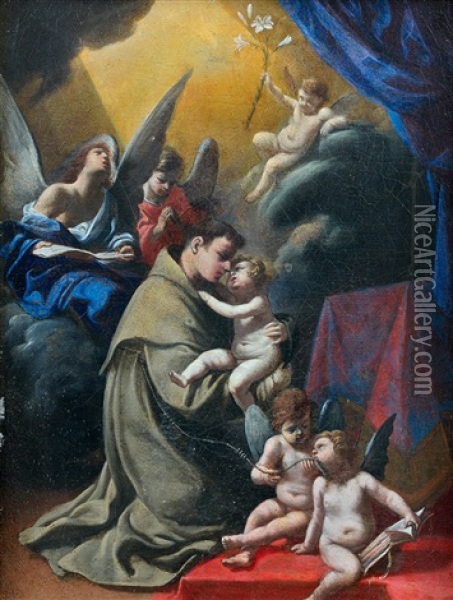 Saint Francois Avec Les Anges Oil Painting - Charles Mellin