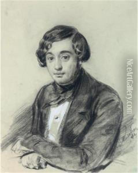 Portrait Of A Young Man Oil Painting - Nikolai Tikhobrazov