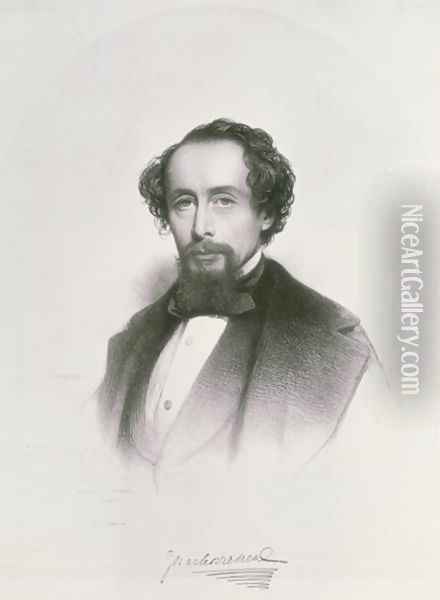 Portrait of Charles Dickens Oil Painting - Charles Baugniet