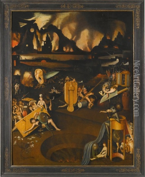 The Furnace Of Hell Oil Painting - Hieronymus Bosch
