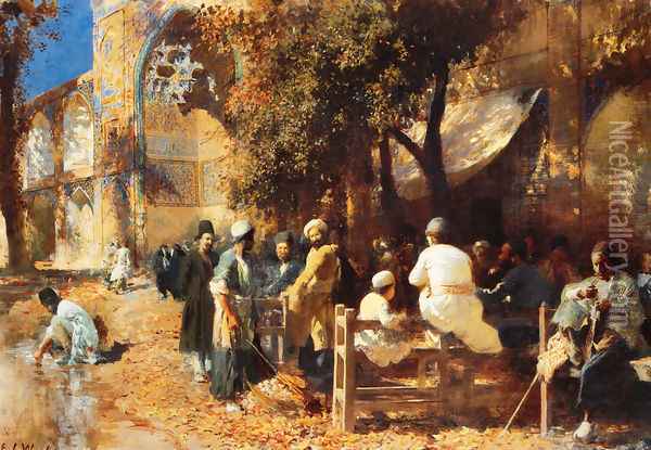A Persian Cafe Oil Painting - Edwin Lord Weeks