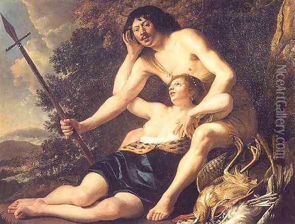 Venus and Adonis 1645 Oil Painting - Christiaen van Couwenbergh