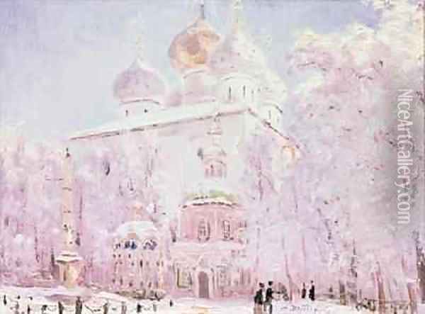 Winter in the Trinity St Sergius Lavra in Sergiyev Posad Oil Painting - Nikolay Nikanorovich Dubovskoy
