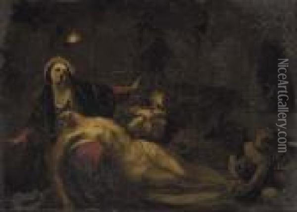 The Pieta Oil Painting - Jacopo Bassano (Jacopo da Ponte)