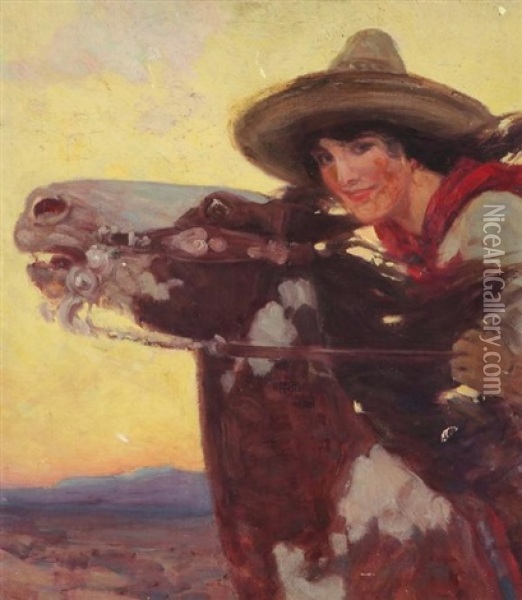 Pearl Of The Prairie Oil Painting - Frank Tenney Johnson