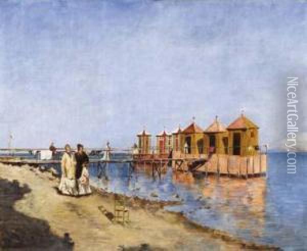 Sulla Spiaggia Oil Painting - Francesco Mosso