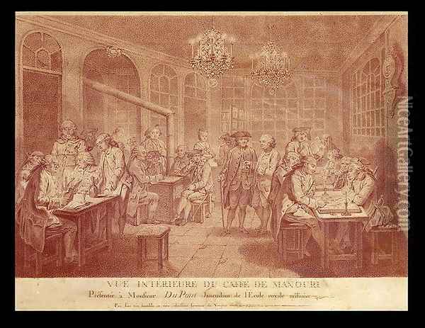 Interior of the Cafe Manouri, c.1775 Oil Painting - Jacques Treton de Vaujas