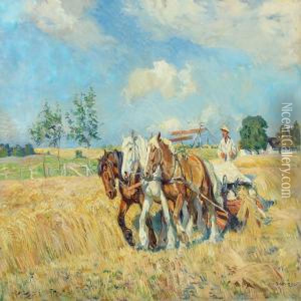 Harvest Scenery Oil Painting - Borge C. Nyrop
