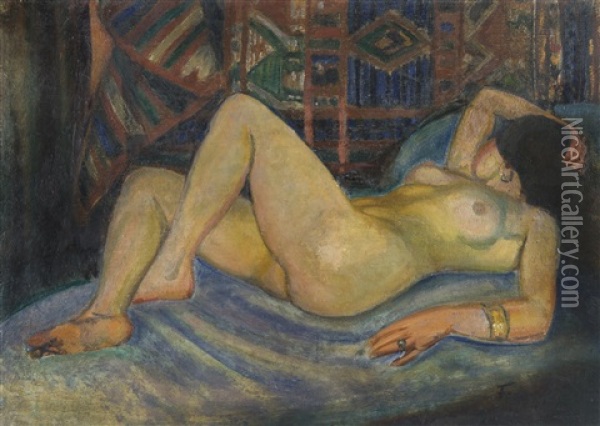 Reclining Nude Oil Painting - Adolphe Aizik Feder