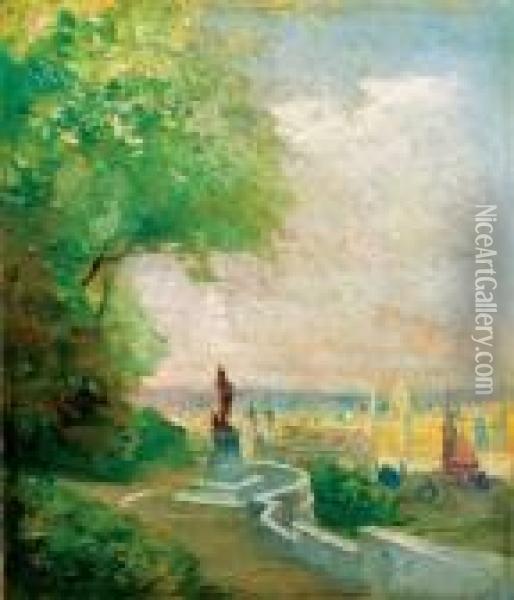 Budapest From The Buda Castle Oil Painting - Gyula Hary