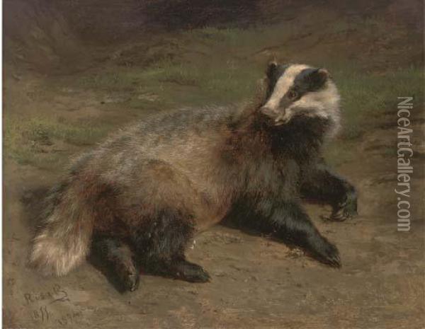 A Resting Badger Oil Painting - Rosa Bonheur