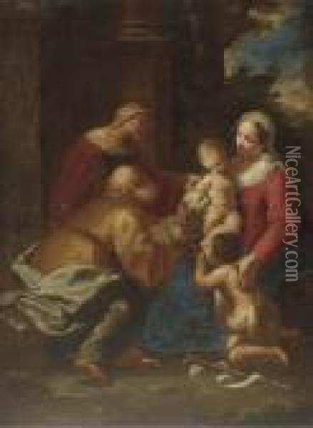 The Holy Family With Saint Elizabeth And The Infant Saint John Thebaptist Oil Painting - Giuseppe Maria Crespi