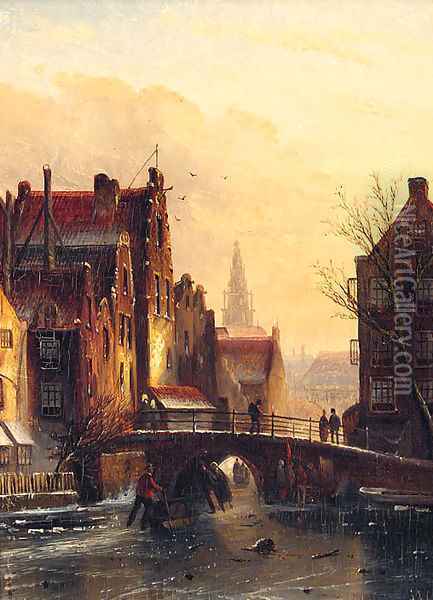 View On The Grimburg Wall, Amsterdam Oil Painting - Jan Jacob Coenraad Spohler