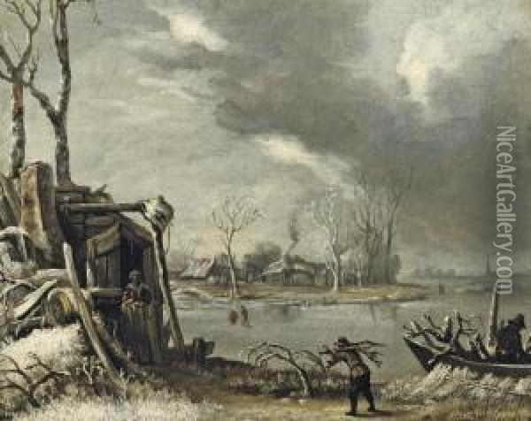 A Winter Landscape With A Faggot-gatherer Oil Painting - Jan van Kessel