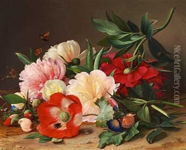 Bonderoser Og Valmuer Oil Painting - Carl Vilhelm Balsgaard