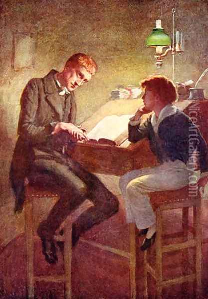 David Copperfield and Uriah Heep, 1924 Oil Painting - Harold Copping