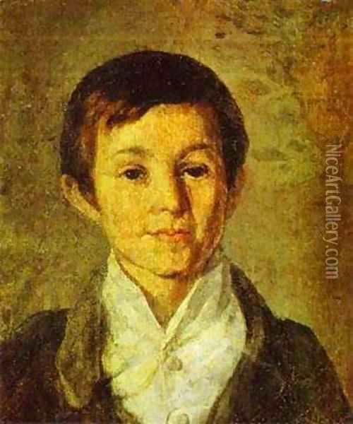 Portrait Of Km Milyukov As A Child End Of 1840s Oil Painting - Grigori Vasilievich Soroka