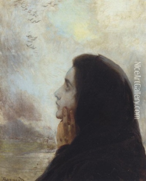 Contemplation Oil Painting - Albert Besnard