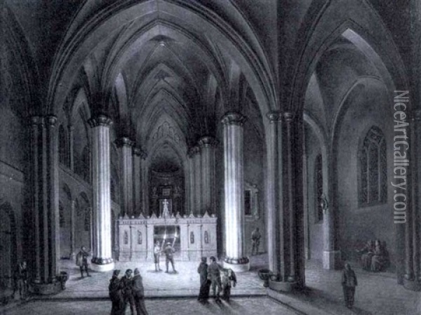 Blick Auf Den Lettner Einer Gotischen Kirche Oil Painting - Johann Ludwig Ernst Morgenstern