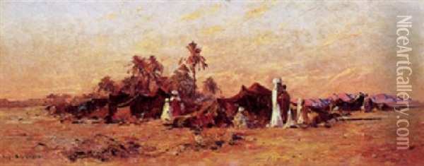 Campement De Nomades Oil Painting - Eugene F. A. Deshayes