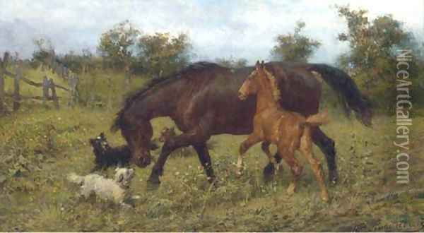 Frolicking in the meadow Oil Painting - Pavel Osipovich Kovalevskii